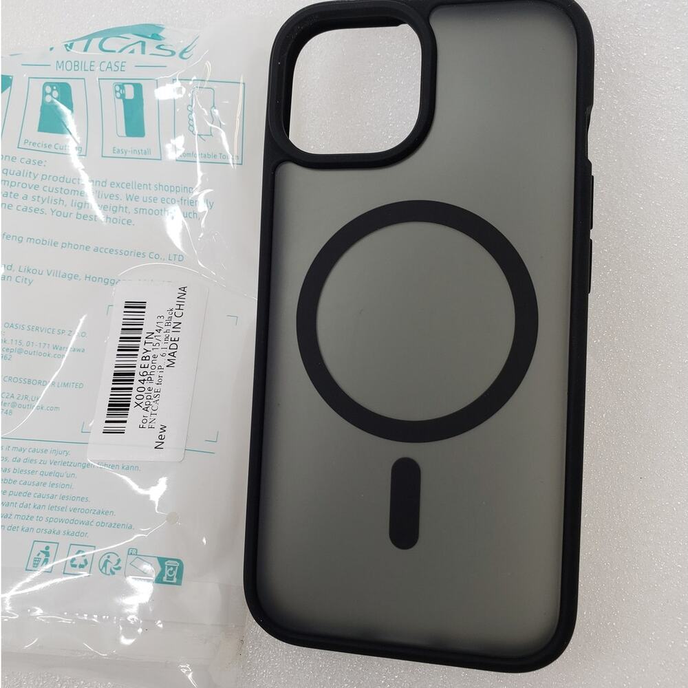 FNTCASE Magnetic Matte Case for Apple iPhone 15 / 14 / 13 (Black)